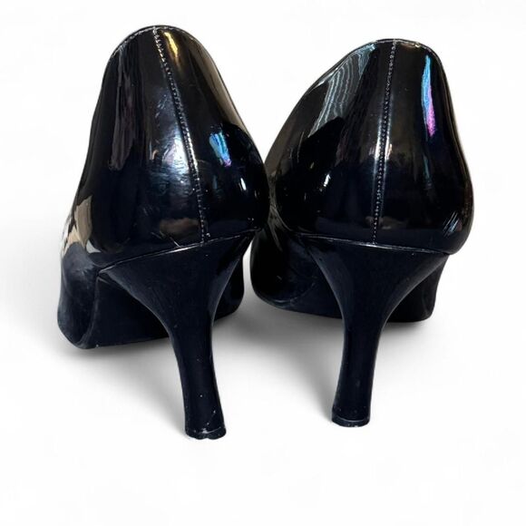 East 5th Women’s Size 10 Black Faux Patent Leather Pumps Pointed Toe Heels - Picture 4 of 8